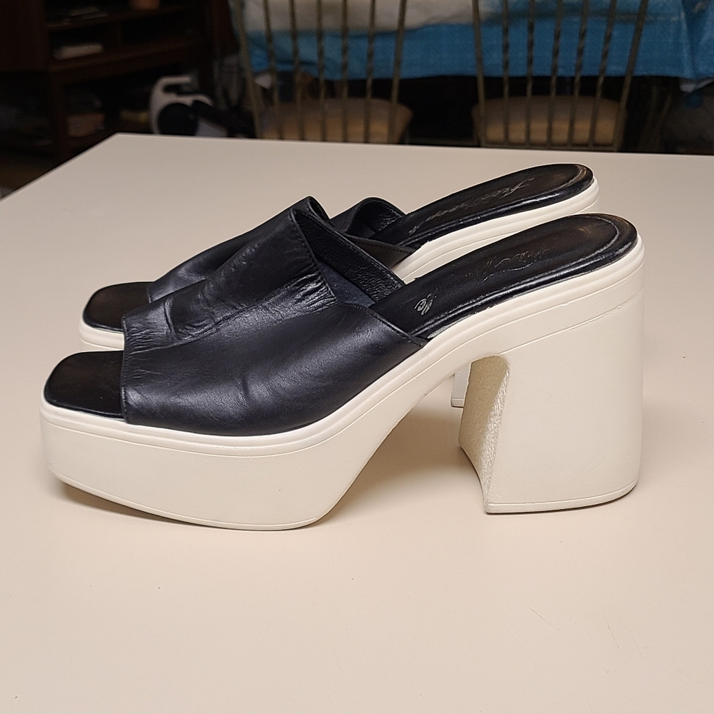 Free People Zoe Leather Platform chunky mule sandals size 41 - Picture 5 of 13